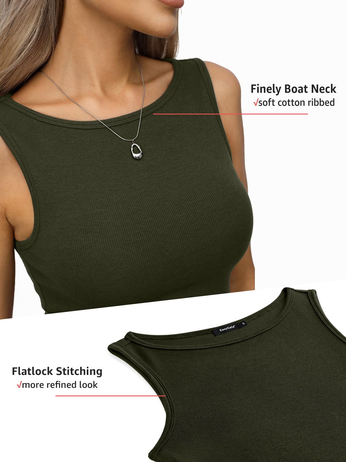EasyGala Women Cotton Ribbed Tank High Neck Sleeveless Shirts Basic Summer Going Out Top Cute Slim Fitted Clothes 2026