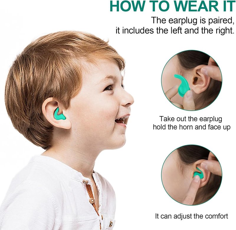 Kids Swimming Ear Plugs - Waterproof Reusable Silicone Earplugs for Boys & Girls | Ages 4-12