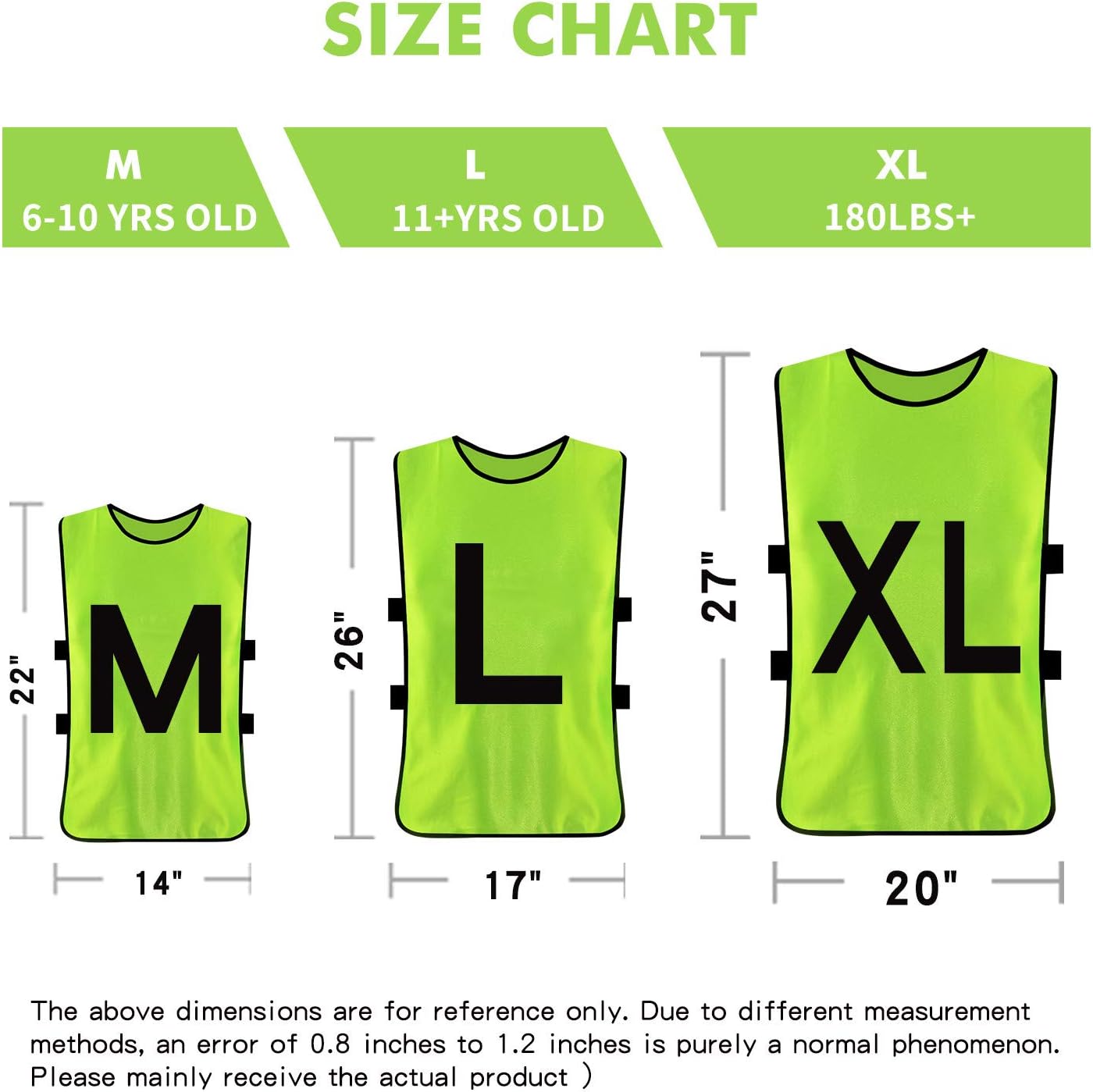Soccer Scrimmage Vest - 12 Pack Practice Jerseys for Adults & Youth | Lightweight & Durable