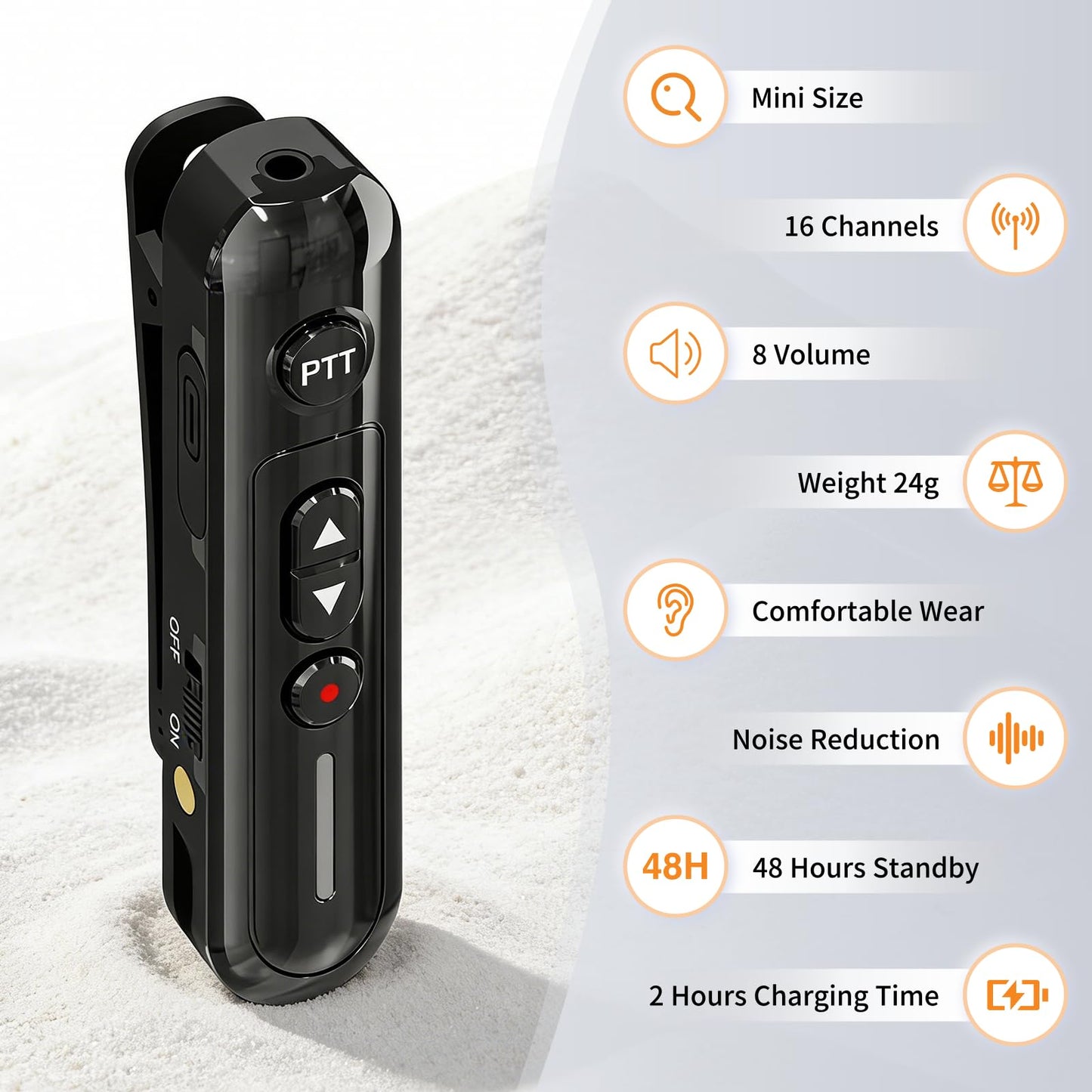 Super Mini Walkie Talkies Pro Two Way Radio with Earpieces, Rechargeable Portable Communication Set for Restaurants, Hotels, Supermarkets, Team Events, Baseball, 2 Pack
