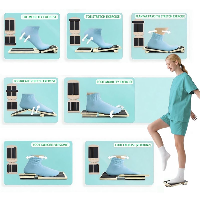 Adjustable Ankle Balance Board - Non-Slip Plantar Fasciitis Rehab Trainer for Home Gym, Side kick Axis Board Ankle Tool, Courtyard, Office, Travel, Rehabilitation Room
