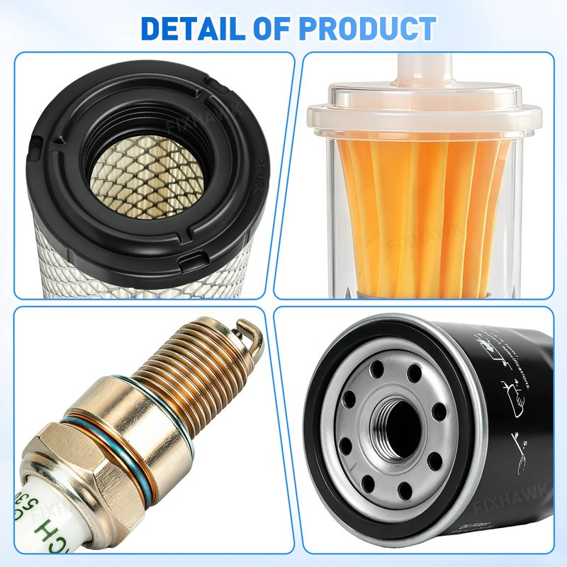 FIXHAWK EZGO Tune Up Kit, EZGO Oil Change Kit for EZGO TXT 2010-up & EZGO RXV 2008-up Gas Golf Cart with Kawasaki Engines. Include Fuel Filter Air Filter Oil Filter Spark Plug, Replace OEM# 611879