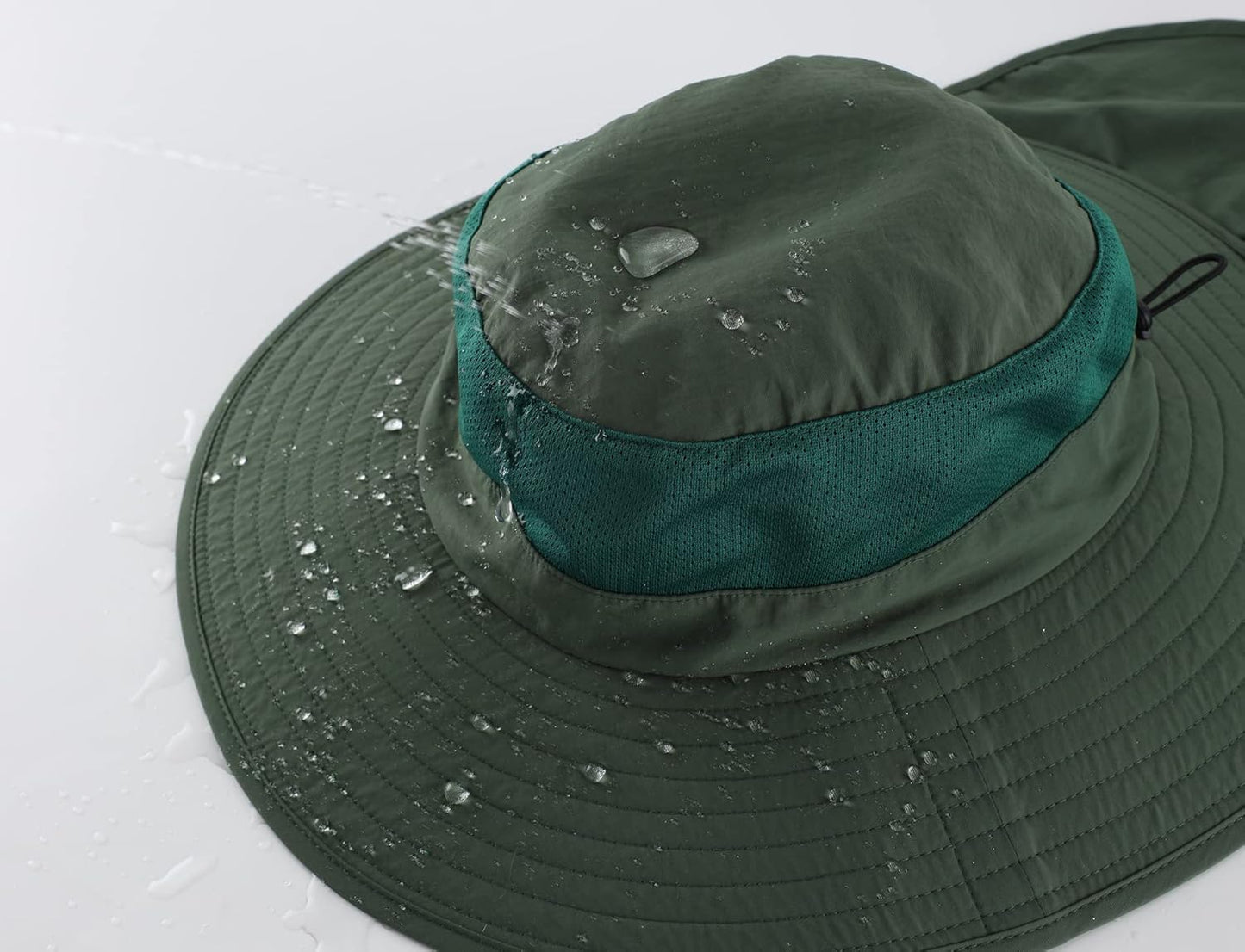 Outdoor UPF50+ Mesh Sun Hat - Wide Brim Fishing Hat with Neck Flap for Men & Women