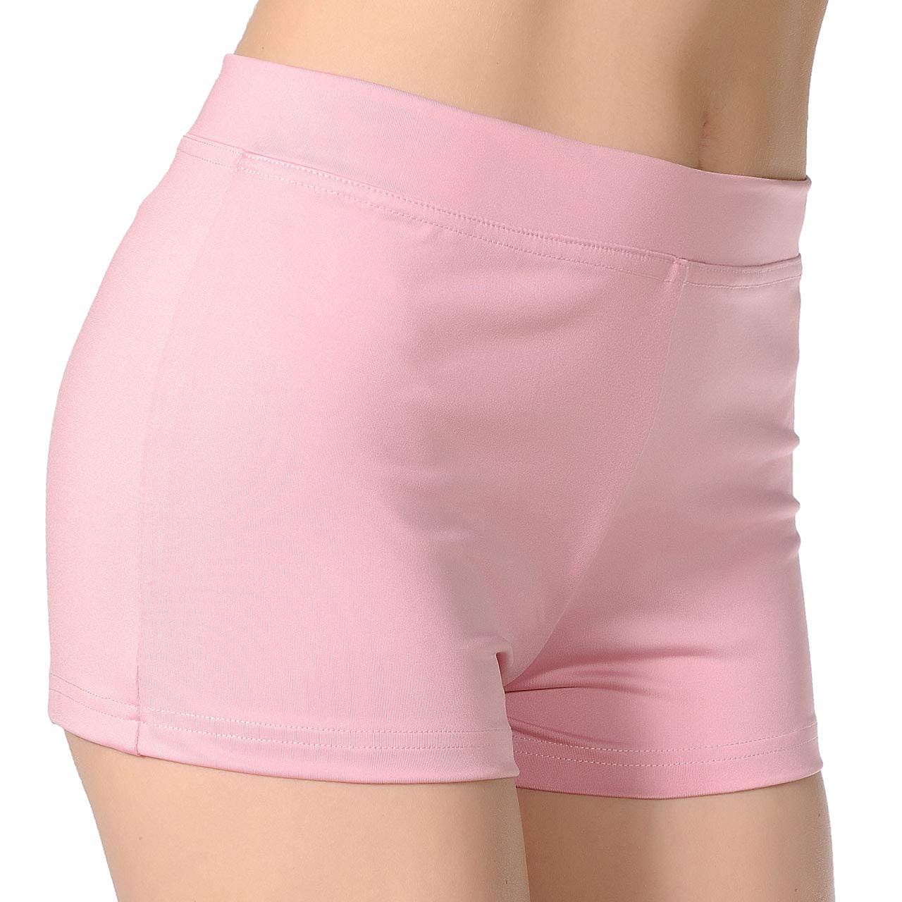 ALLNOWA Boy Cut Shorts Low Rise Spandex Active Dance Shorts Yoga Workout Fitness for Women (Small, Pink)