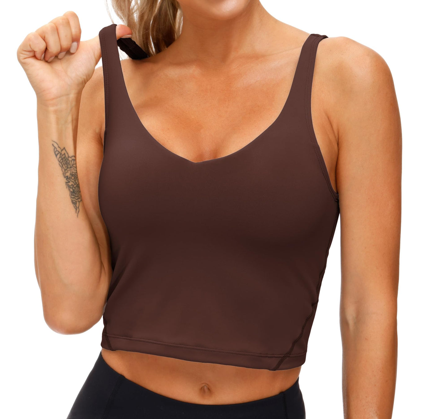 THE GYM PEOPLE Womens' Longline Sports Bra Medium Support Workout Tank Tops