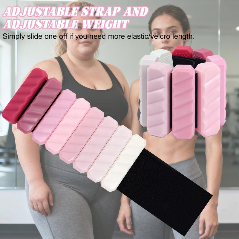 Ankle Weights Resistance Bands Set for Women,Adjustable Wrist Weights Wearable Arm Leg Weight Set of 2(1Lbs Each),Elastic Exercise Loop Bands with 3 Levels(15/25/35 LBS),for Gym, Yoga, Pilates, Cardio & Strength Training