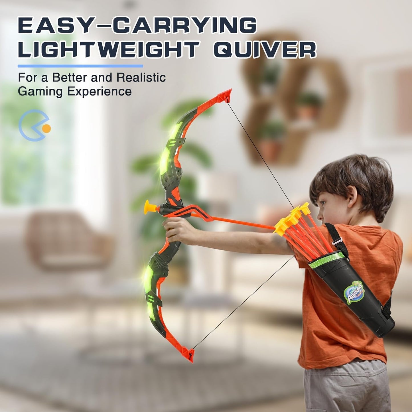 Bow and Arrow Set for Kids - LED Light-Up Archery & Basketball Hoop 2-Pack | 20 Suction Cup Arrows & Baseball Tee