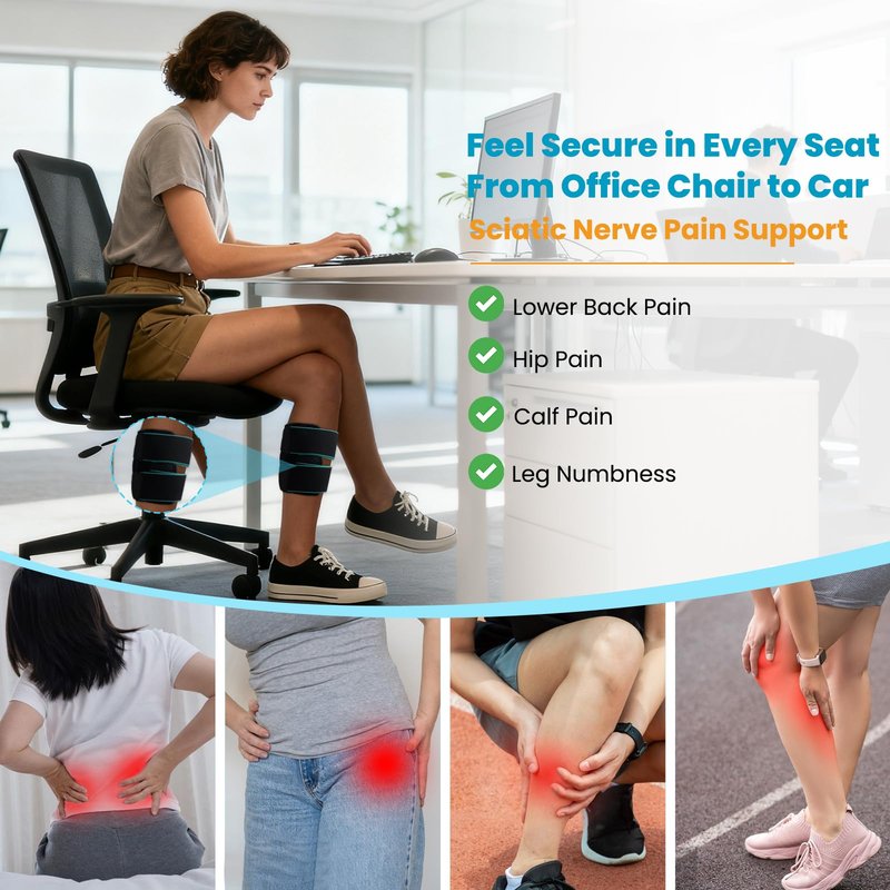 TASZOOS Sciatica Pain Relief Devices - Unisex Sciatic Nerve Brace with Dual Adjustable Pressure Pads Targeted Compression for Lower Back - Sciatic Calf Support for Standing, Walking, Resting, Working