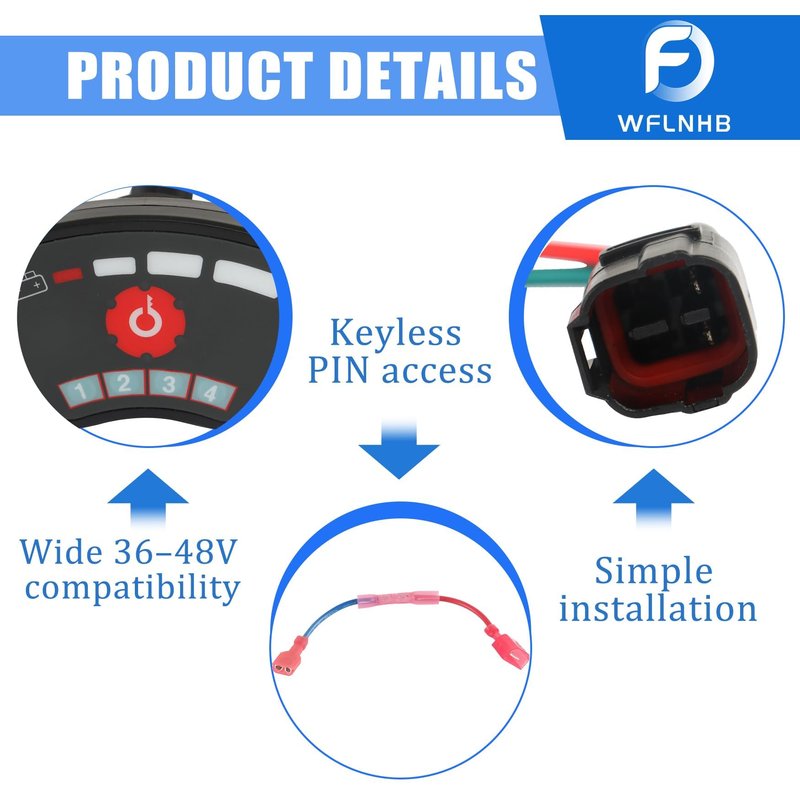 WFLNHB 36V-48V Golf Cart Keyless Ignition Switch PIN Code Key Replacement for EZGO Club Car Yamaha Starter Switch with Electric Meters Digital Battery