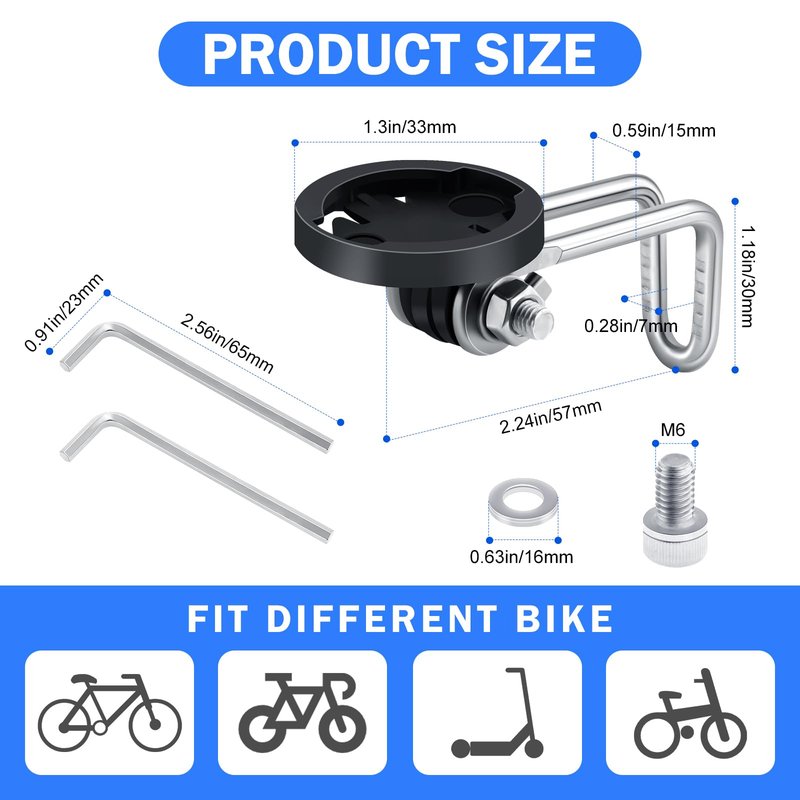 Center Fork Bicycle Headlight Bracket Clamp Accessories for Outdoor Cycling, B03S01