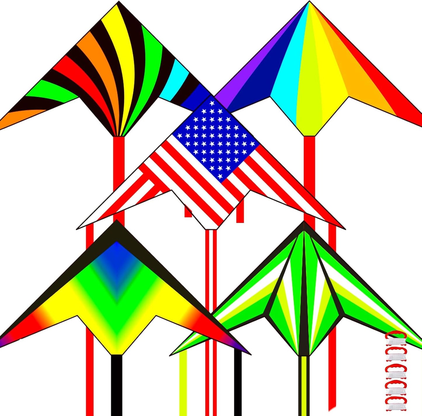 Rainbow Butterfly Kites - 5 Pack Easy to Fly Delta Kites for Kids & Adults | Colorful Outdoor Fun for Ages 4-12