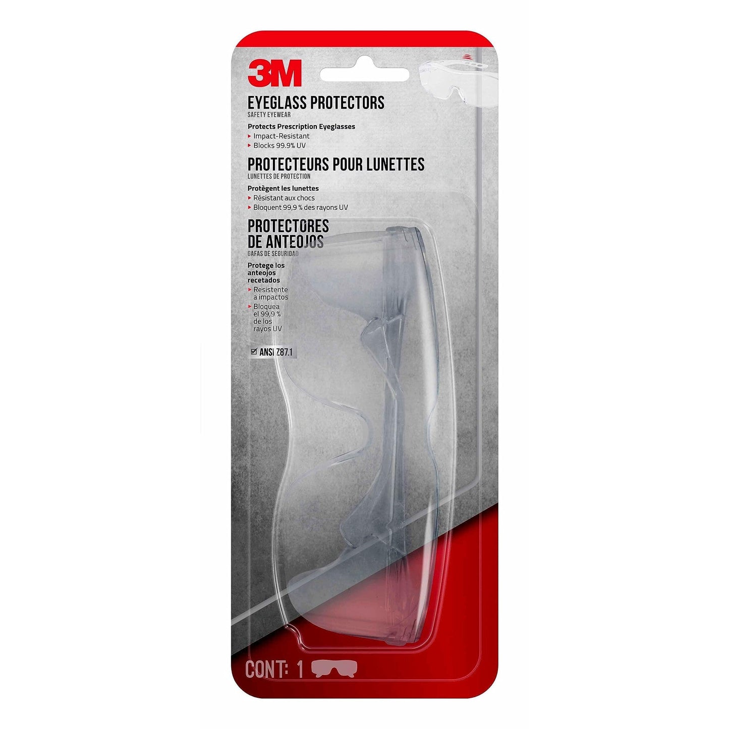 3M Eyeglass Protectors with Scratch Resistant Lens, Clear Frame, Clear Lens