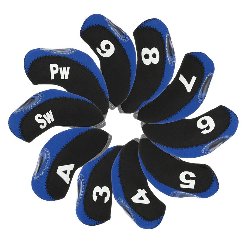 PATIKIL Golf Club Head Cover, 10 Pcs Number Golf Club Irons Covers Neoprene Driver Headcover Golf Lovers Gifts for Men Women, Black/Navy Blue