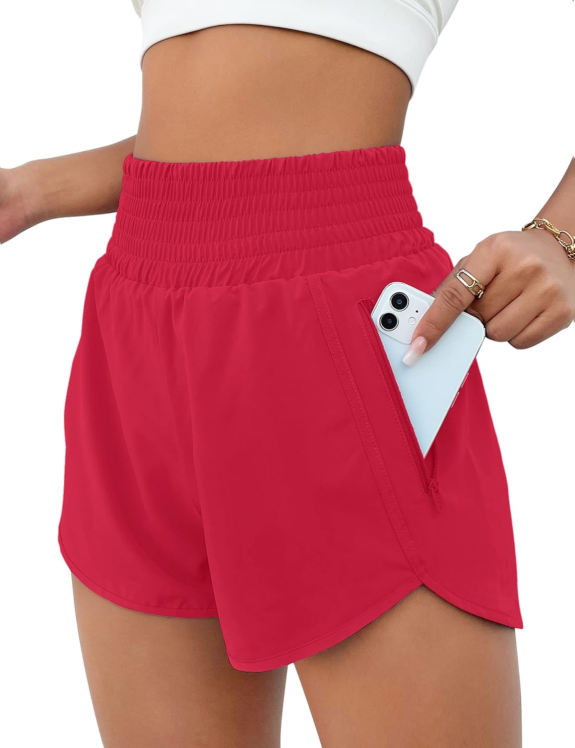 Women's High Waisted Athletic Shorts - 2.5” Running Shorts with Pocket for Gym Workouts