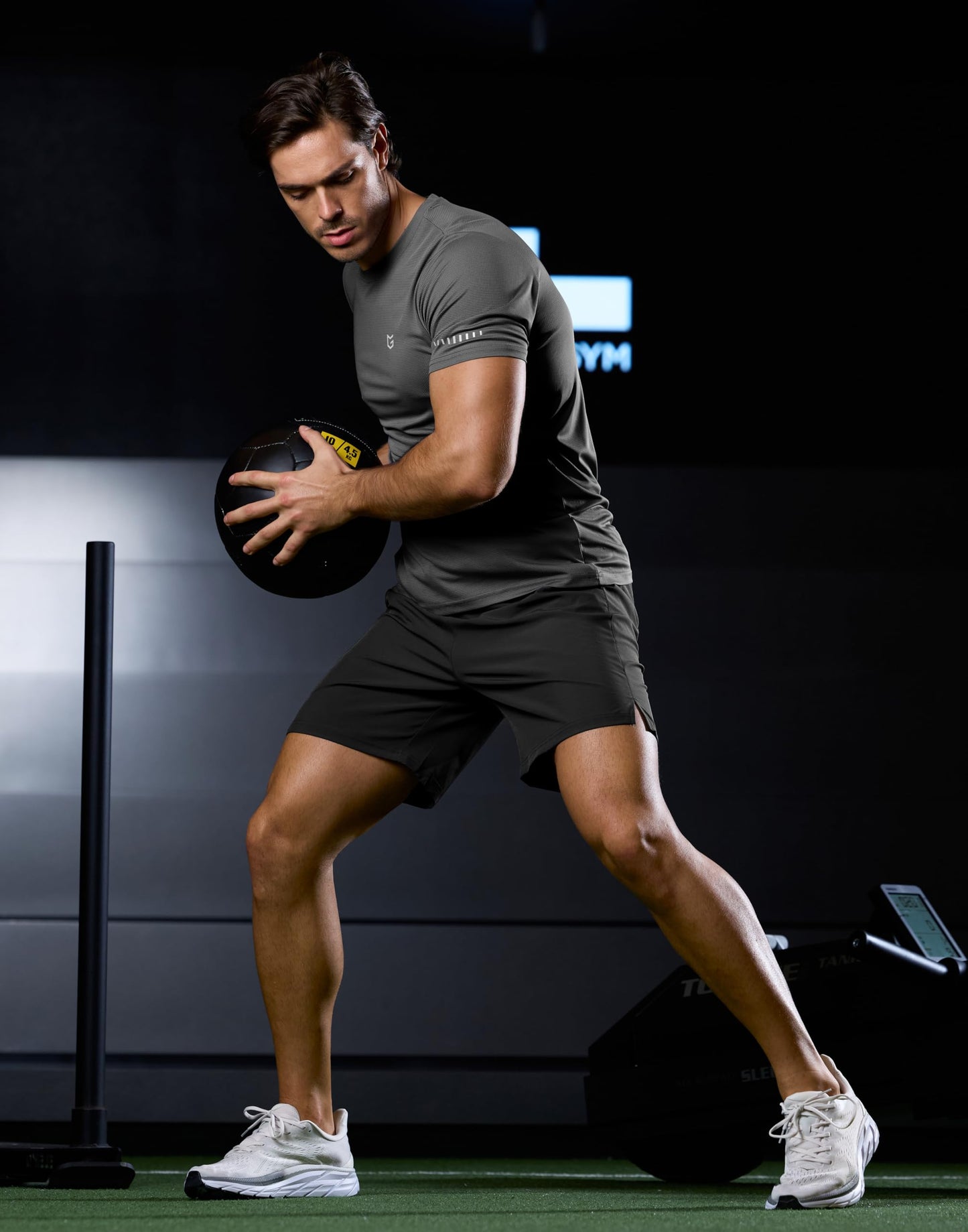 Men's Workout Breathable T-Shirts Dry Fit UPF 50+ Sun Shirts Quick Dry Cooling Tee for Athletic, Running, Hiking (Iron Grey, 2XL)
