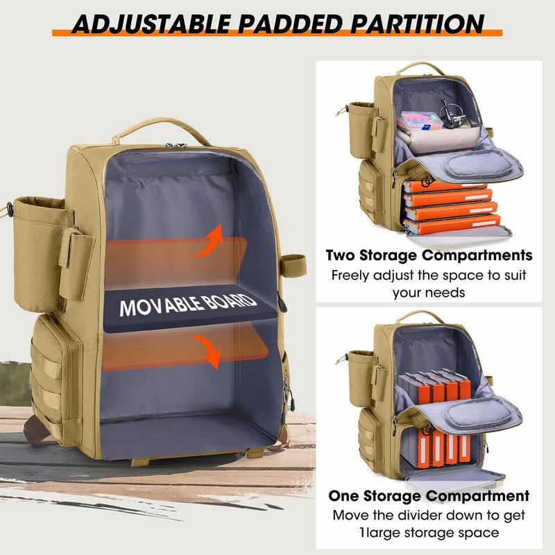 Fishing Backpack with Rod Holders & Cooler - 40L Water Resistant Tackle Bag with Rain Cover