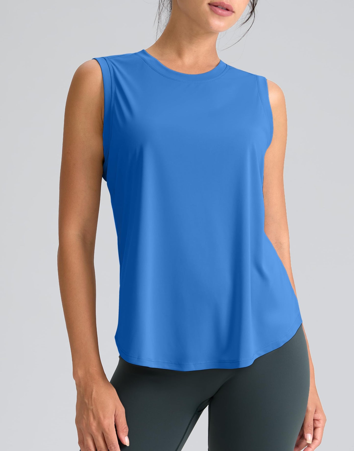SANTINY Women's Sleeveless Workout Tops Breathable Lightweight Active Tennis Yoga Shirts Athletic Running Tank Tops for Women (Royal Blue_S)