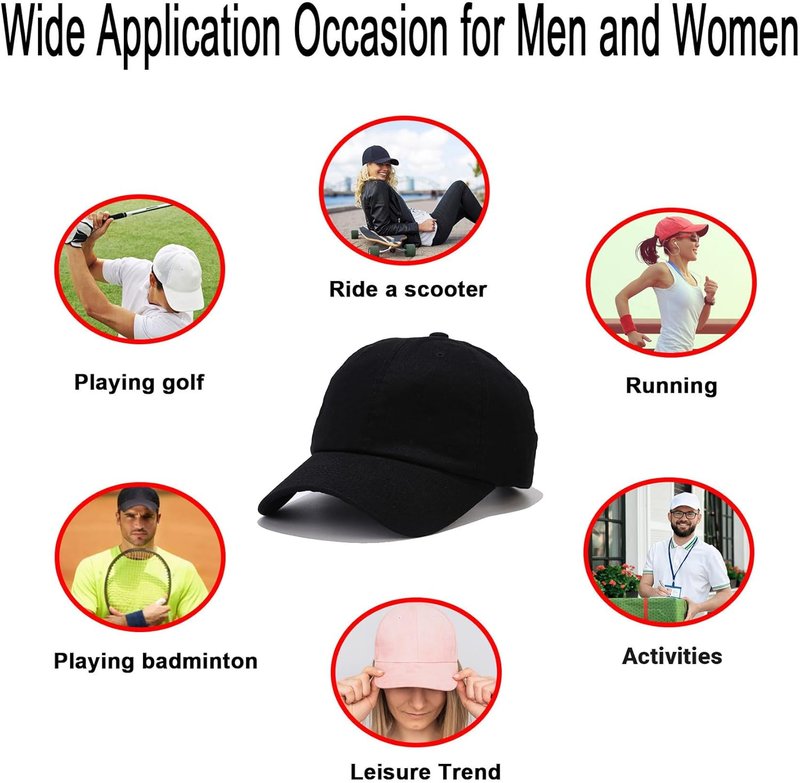 Baseball Cap - Adjustable Classic Golf Dad Hat | Unconstructed Cotton Cap for Men & Women