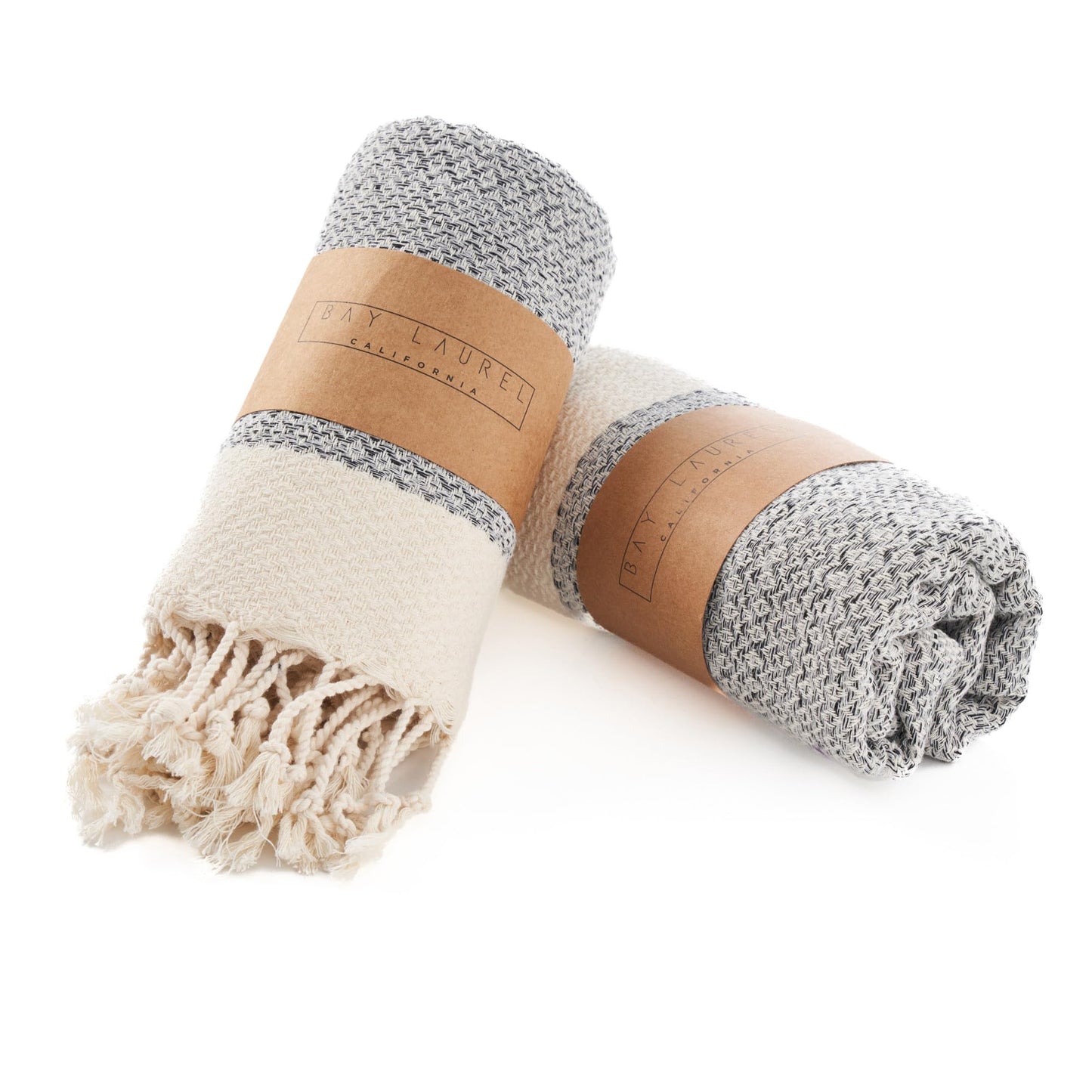BAY LAUREL Turkish Hand Towel – Pack of 2 | Soft & Absorbent Decorative Towels for Bathroom, Hand, Face, Hair, Gym, Yoga, SPA, Kitchen & Tea | Boho Decor (Gray, Diamond 15x26 Inches (Set of 2)