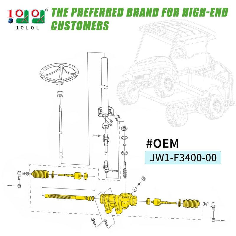 10L0L Golf Cart Steering Gear Box Assembly Fits for Yamaha Drive G29 Gas or Electric, OEM JW1-F3400-00