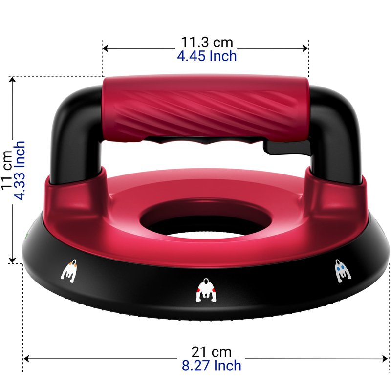 READAEER 360° Rotatable and Positionable Push Up Bars，Rotating Handle Design with Bearings for Smooth, Effortless for a Wider Range of Motion, Handle Rotation, Wide Grips with Non-Slip Rubber Pads for Comfort Exercise(Red)