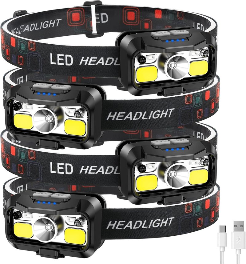 Rechargeable Headlamp 1100 Lumen - 2 Pack & 4 Pack Options | Bright LED Light for Outdoor Use
