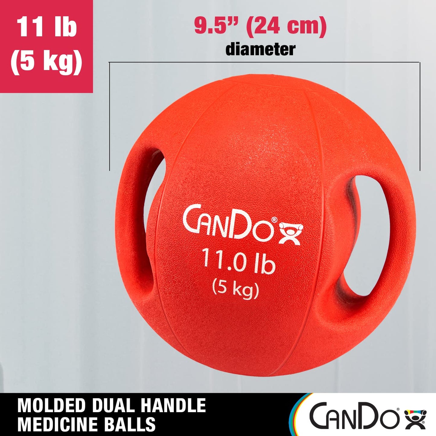 CanDo 505041 Molded Dual-Handle Medicine Ball, 11lb