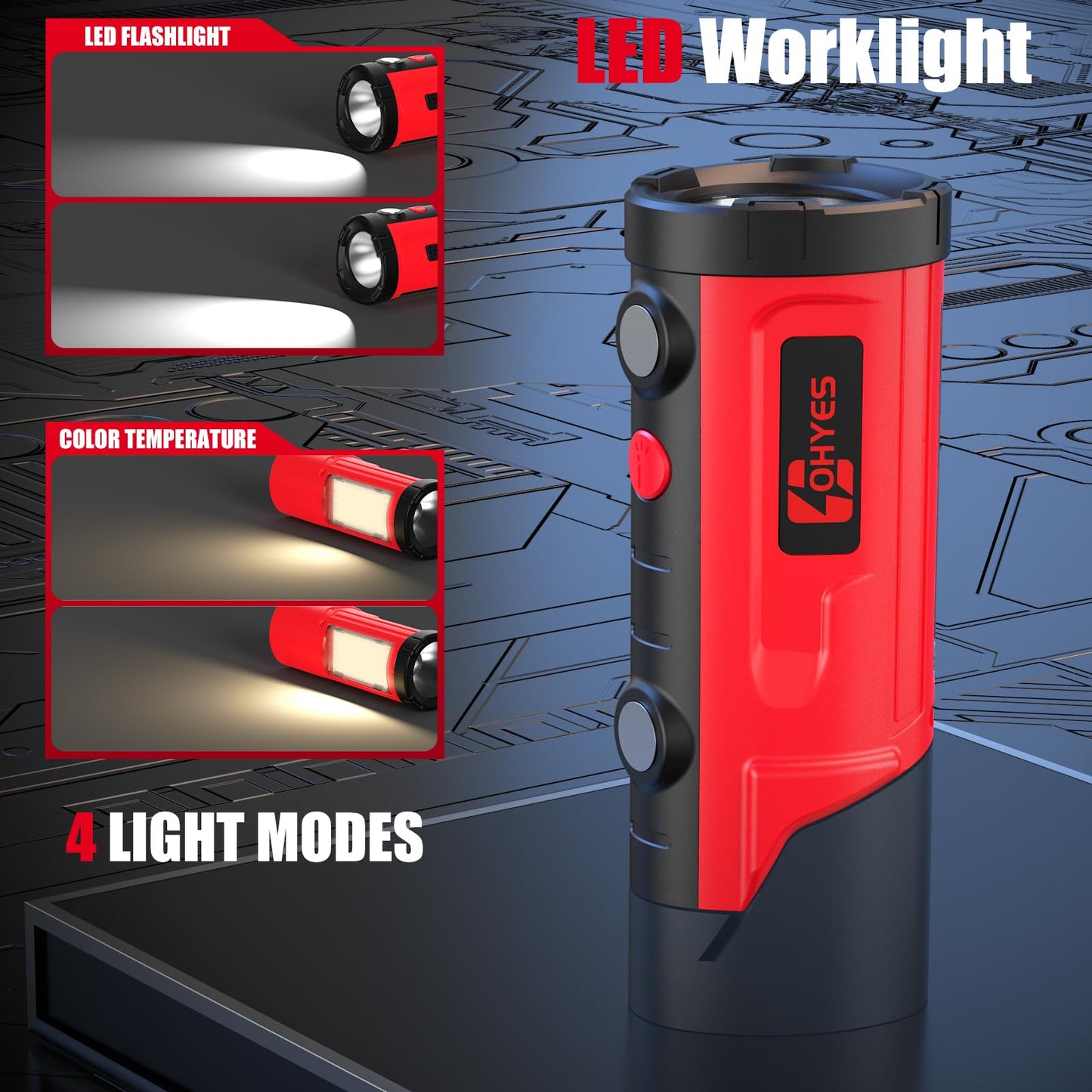 ohyes Magnetic Work Light Fit for Milwaukee 12V Battery Max 650LM 2 in 1 Flash Light for Camping Jobsite & Workshop(Battery not Included)
