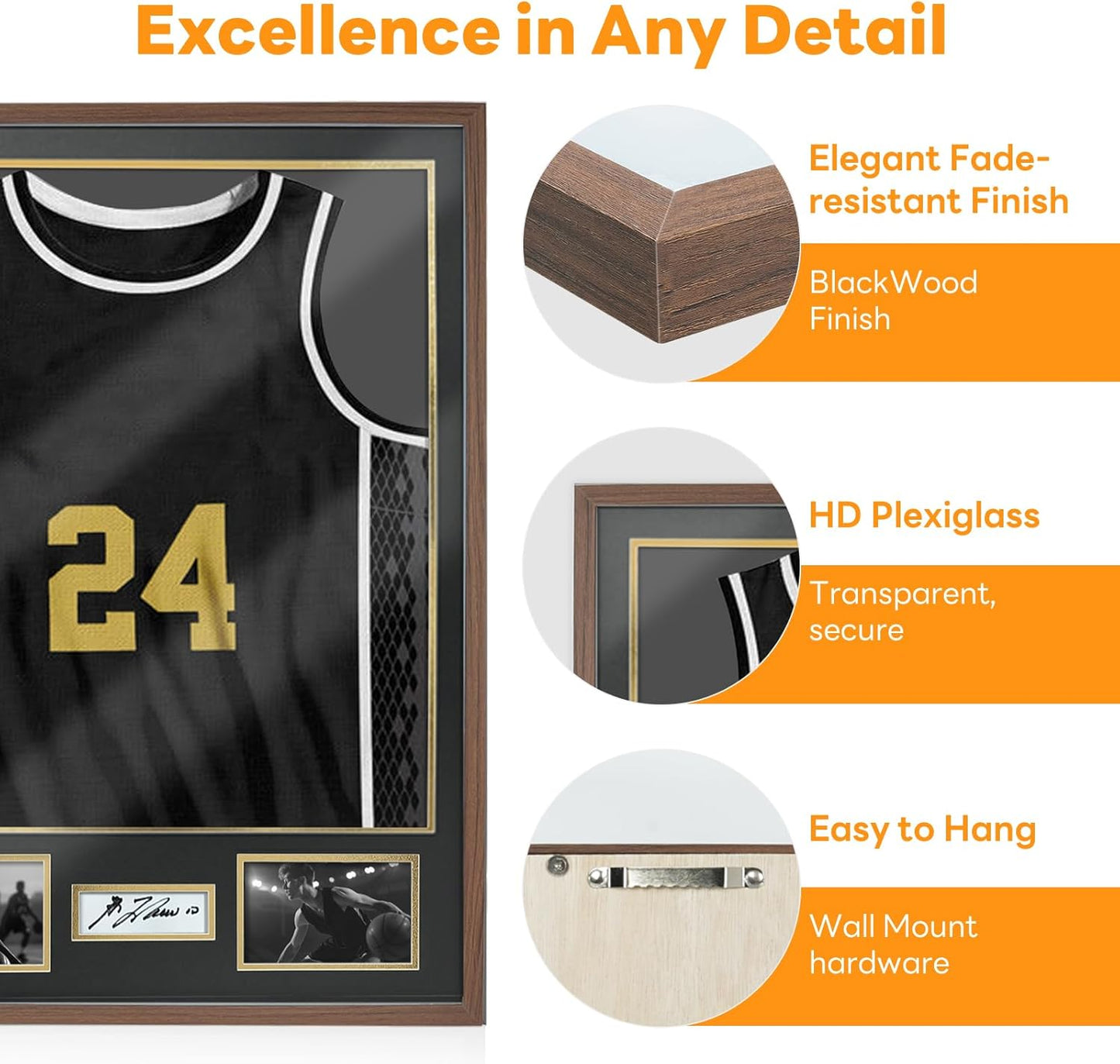 Jersey Frame Display Case - Large Shadow Box with 98% UV Protection Acrylic | Rustic Brown for Baseball, Basketball, Hockey Uniforms