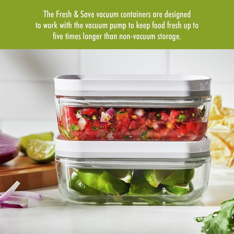 ZWILLING Fresh & Save Glass Vacuum Sealer Containers - 2-Piece Small Set with Airtight Lids