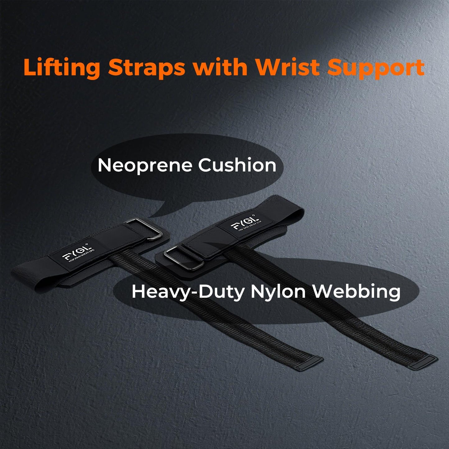FYGL Weight-Lifting-Straps - Neoprene Padded Wrist Support with Nylon Dura Grip, Wrist Wraps for Weightlifting, Powerlifting, Deadlift & Strength Training, Black