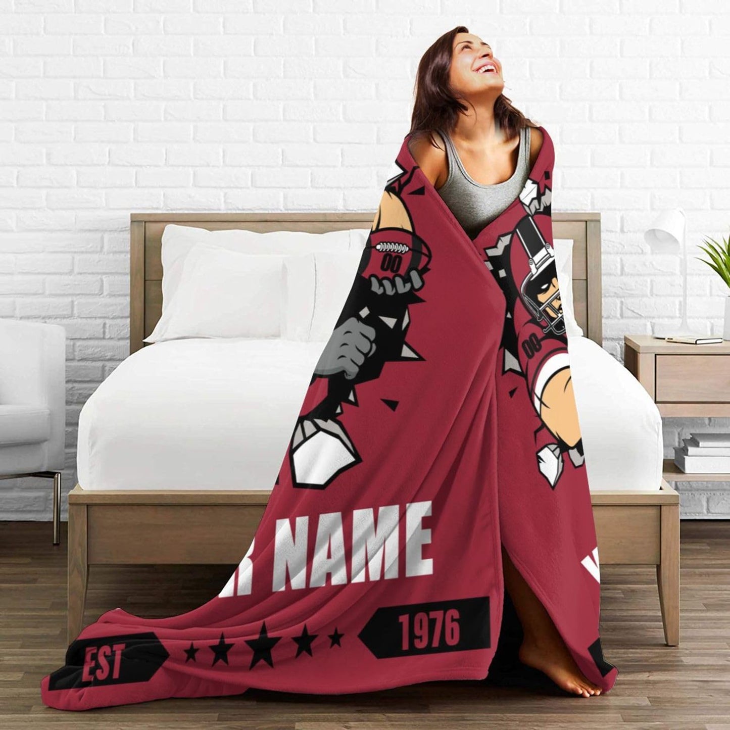 Personalized Tampa Bay Blanket with Name Number Custom Football Throw Blankets Customized Flannel Blanket Fan Gifts for Men Women Boy Decor for Couch, Bed, Sofa 30"x 40",40"x50", 50"x60", 60"x80"