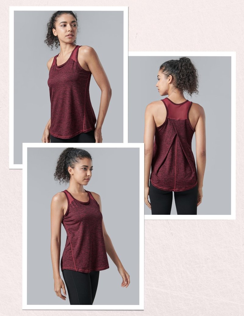 5 Pack Women's Workout Tops, Athletic Racerback Tank Tops for Women, Mesh Sleeveless Shirts Yoga for Gym Running (Set 3, Large)