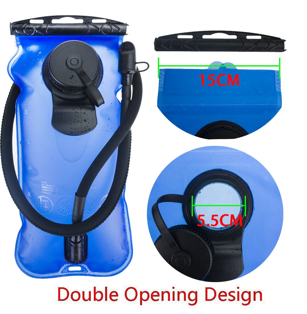 WACOOL 3L 3Liter 100oz BPA Free EVA Hydration Pack Bladder, Leak-Proof Water Reservoir (Blue(Double Opening))