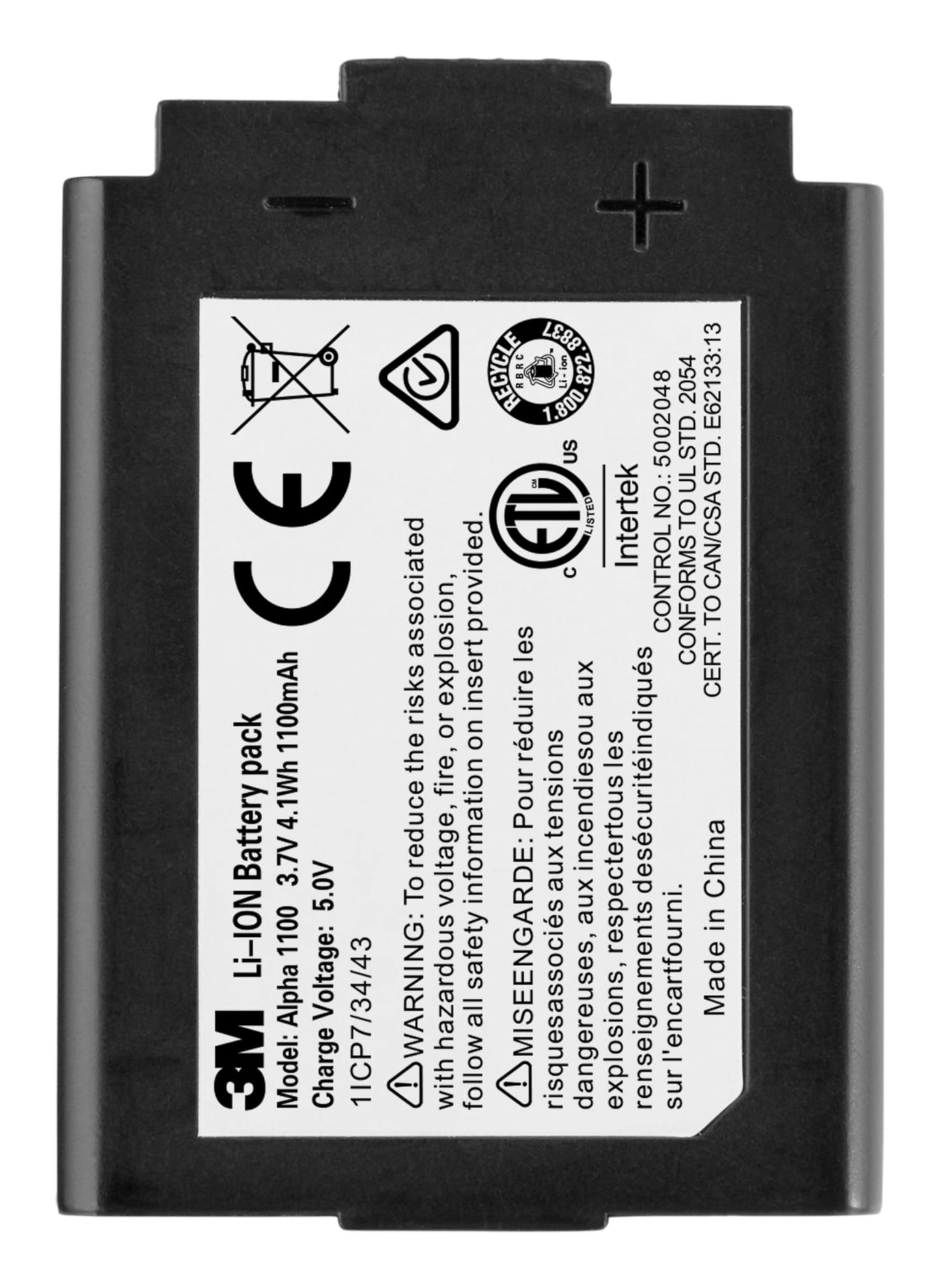 3M Alpha 1100 Rechargeable Li-Ion Battery Pack, Compatible With 3M Worktunes Model # 90542, Peltor Sport Model # TAC300 & TAC500 (ALPHA1100)