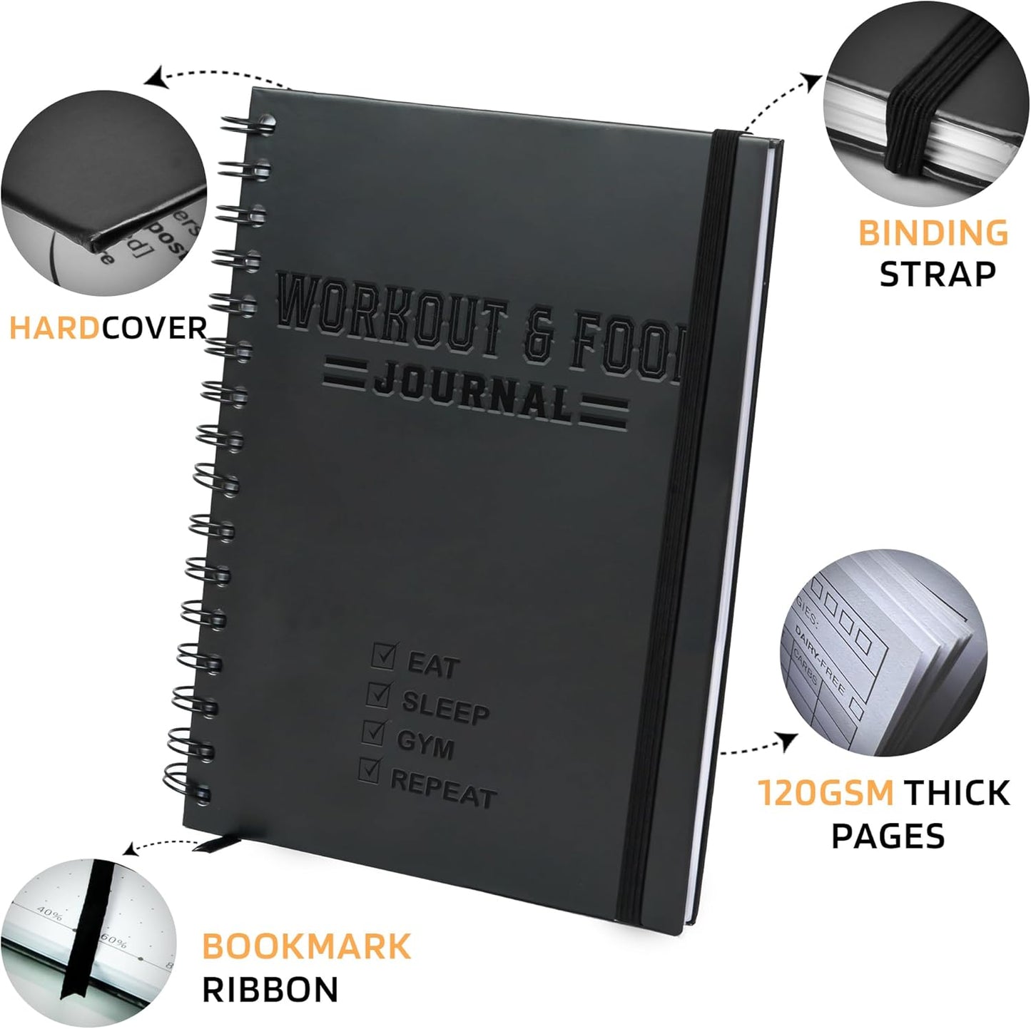 Fitness & Food Journal - A5 Hardcover Nutrition & Workout Planner for Men & Women | Sturdy Purple Log Book