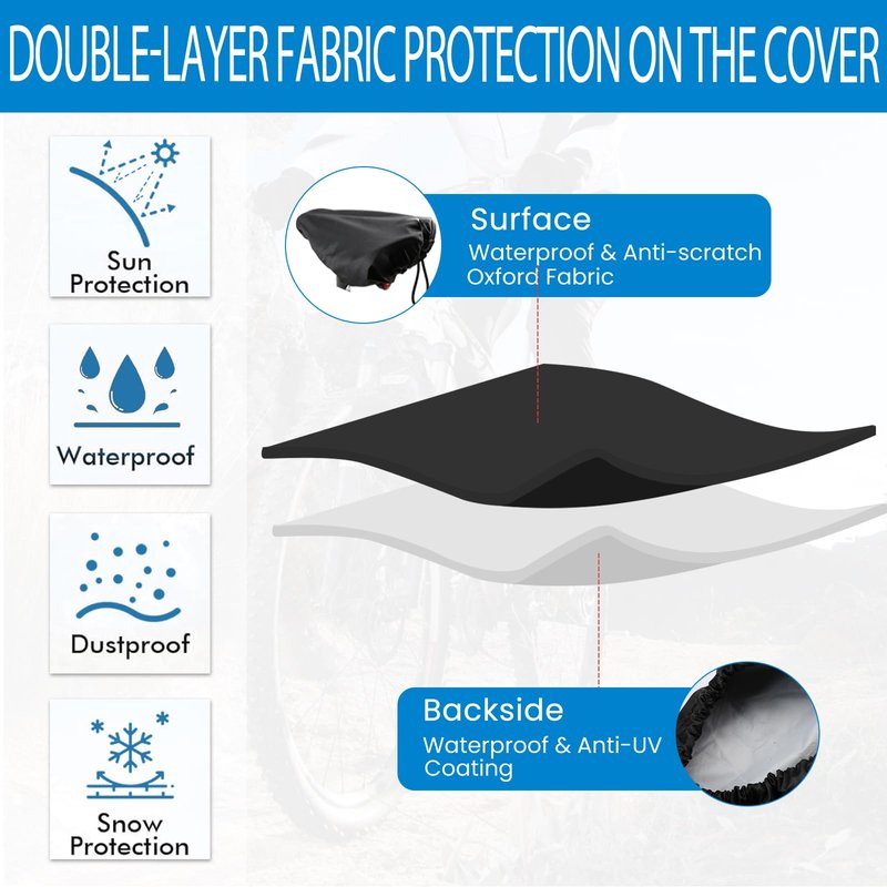 Waterproof Bike Seat Covers: Dustproof, Rainproof, UV-Protective, Windproof, Easy to Install and Clean. Suitable for Men's and Women's City/Mountain Bikes (2pcs Black)