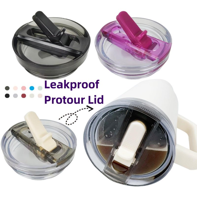 GL-Auking 2Pack 40oz Protour Tumbler Flip Straw Lids, Leak-Proof, Reusable Plastic, With Metal Straw & Cleaner, Fit for Stanley ProTour Cup Accessories