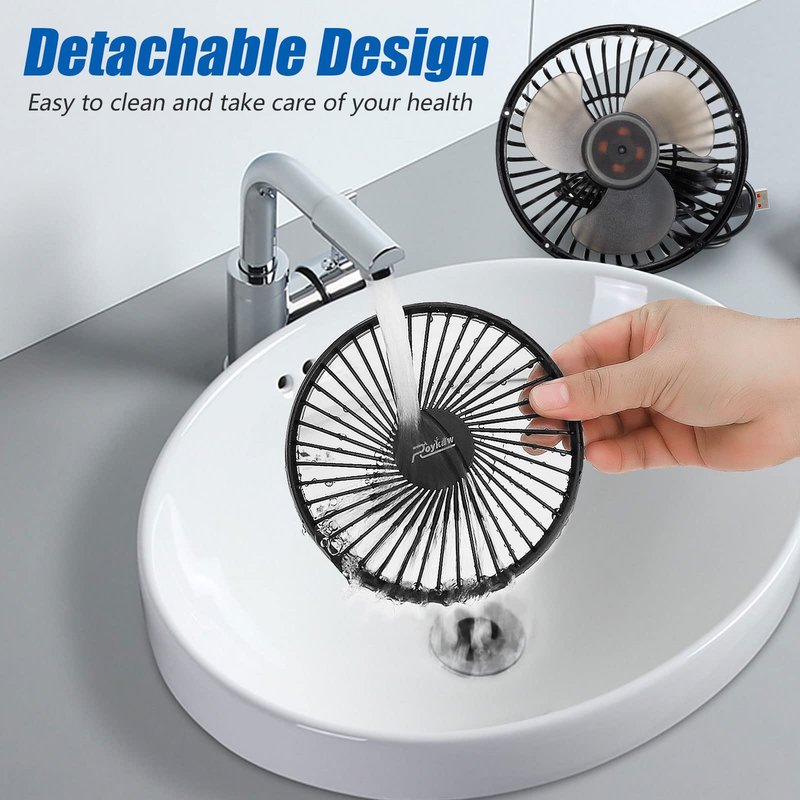 Roykaw Golf Cart Fan Portable USB Input Compatible with EZGO Club Car Yamaha, 3-speed Settings, 360 Degree Rotation, Long Lasting, Low Noise Designed, Quick Release & Won't Fall off