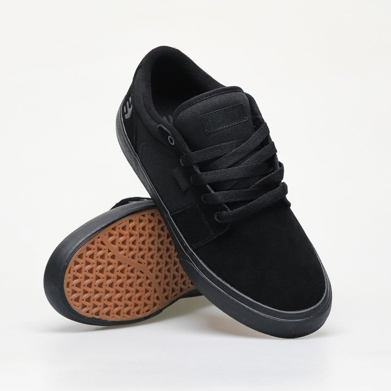 Etnies Barge LS – Classic Skate Look, Slim Vulcanized Silhoutte, Hefty Armored Collar, Reinforced Vulc - Black/Black/Black - 9.5