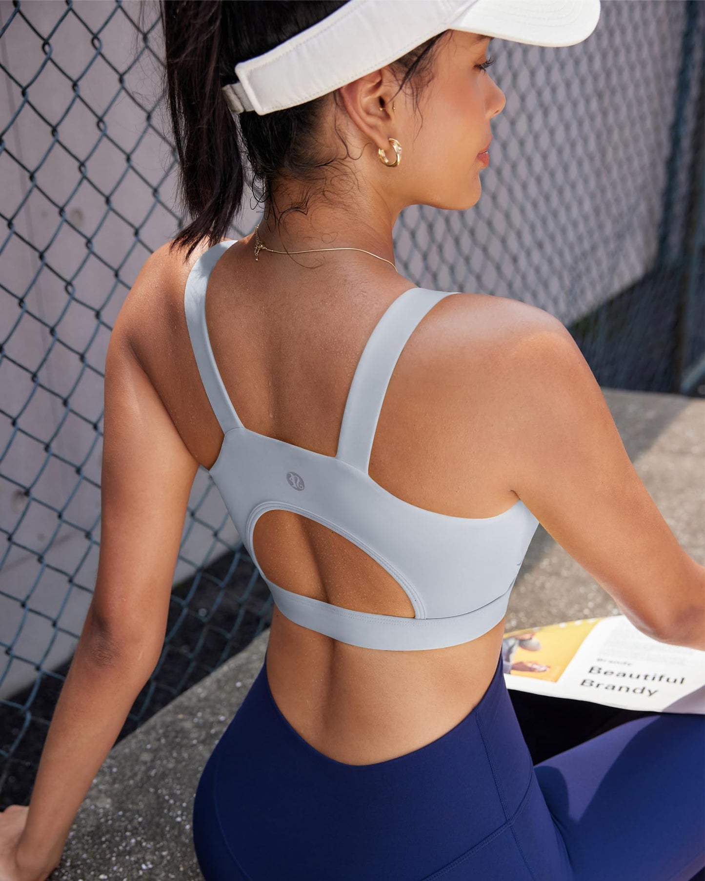 RUNNING GIRL High Impact Sports Bras for Women,Racerback Running Bra Workout Crop Tank Tops Longline Sports Bra Push up(WX2667 Ice Grey S)