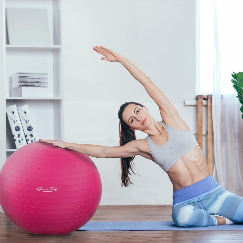 Exercise Ball for Fitness, Yoga & Pilates - Anti-Burst, Slip Resistant with Quick Pump | 65cm, Blue