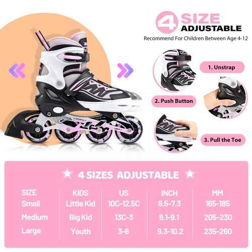 2PM SPORTS Pink S Inline Skates & Pink S Protective Gear Set