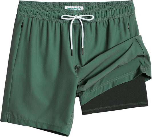 2 in 1 Men's Swim Trunks - 7 Inch Swim Shorts & Board Shorts | Quick-Dry, Comfortable Fit