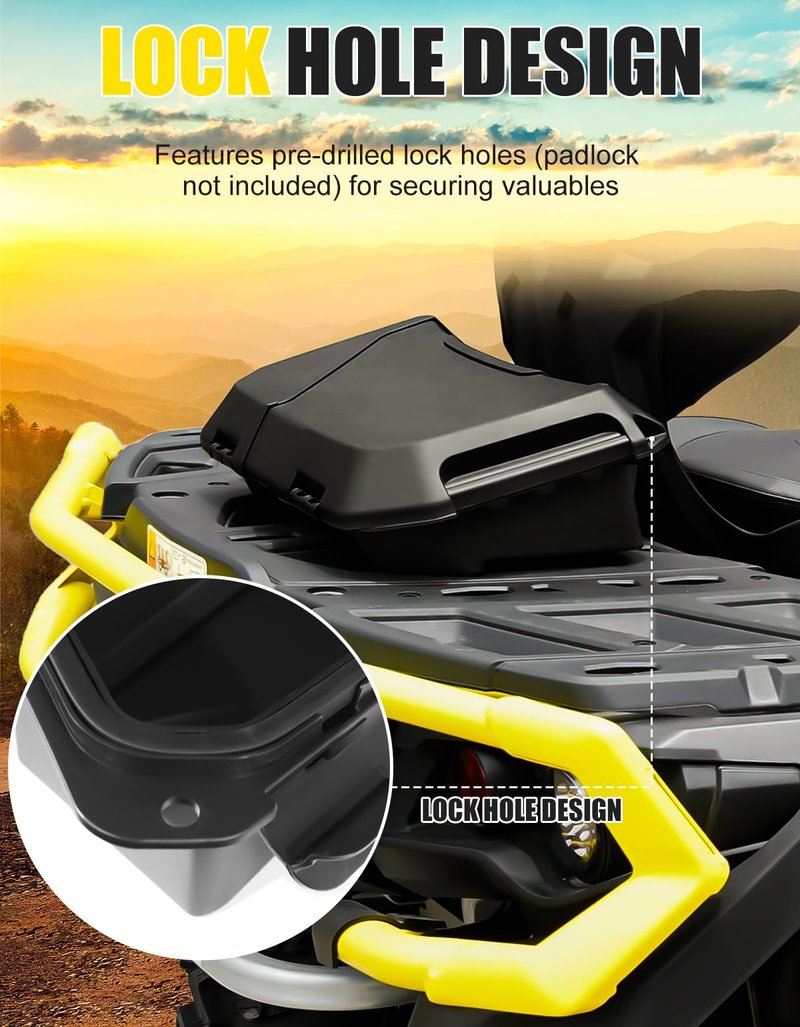 XATVXUTV Removable Cargo Storage Box for Can Am Outlander, 2 GAL(7.5L) Front Rear Storage Bin Waterproof Back Seat Rack Box for Can-Am Outlander L MAX 6X6 Accessories, ATV Replace OEM #708200408