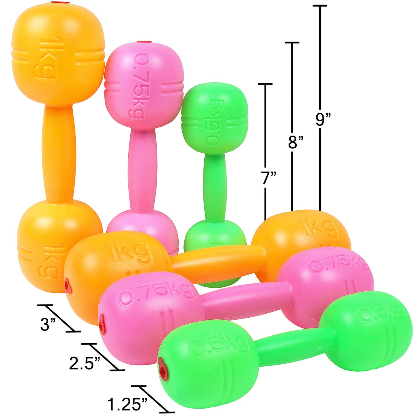 TeganPlay Kids Plastic Weight Set Dumbbells Set for toddlers | Barbell Fitness Exercise Equipment for Home Gym Workout (Set of 6 pcs)