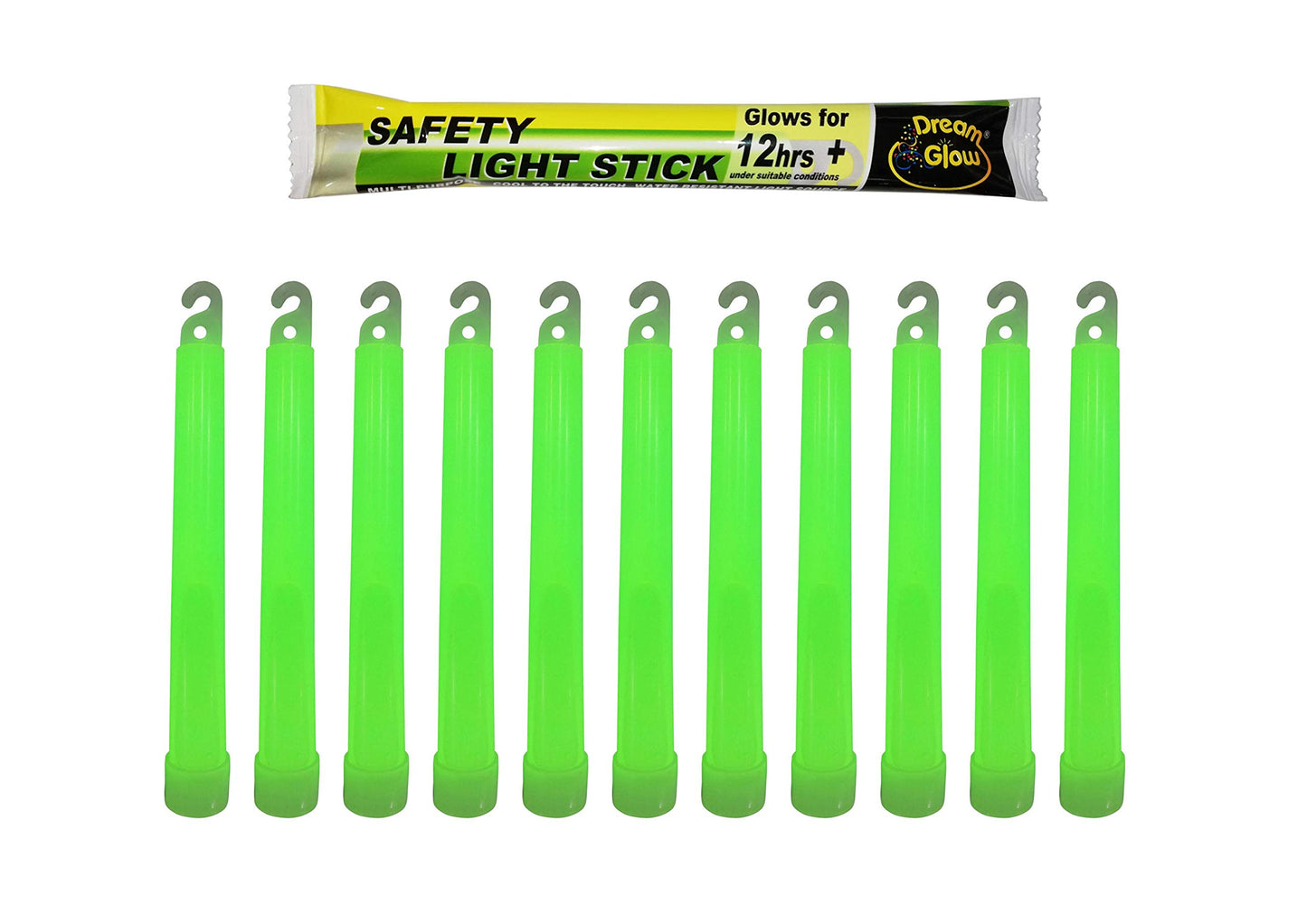 12 Industrial Grade Glow Sticks/ 6 inches Ultra Bright Light Sticks Emergency Light Sticks for Camping Accessories, Hurricane Supplies,Earthquake, Survival Kit and More - Lasts Over 12 Hours (Green)