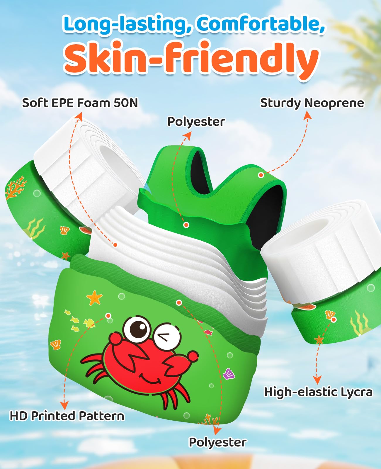 HeySplash Swim Vest for Kids, Puddle Float Jumper with Safety Buckle