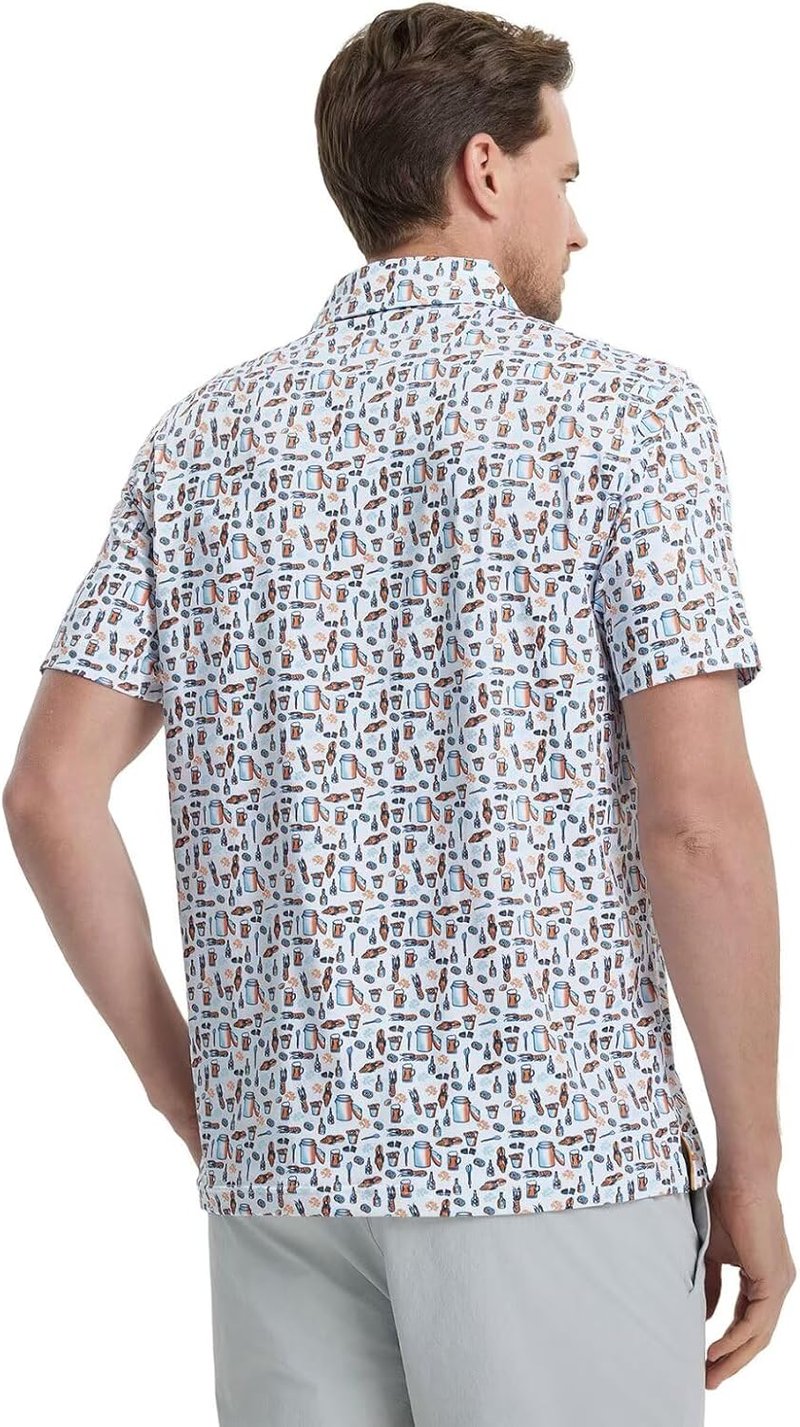 Mens Golf Shirt - Short Sleeve Moisture-Wicking Polo with Performance Patterns | Dry Fit Design