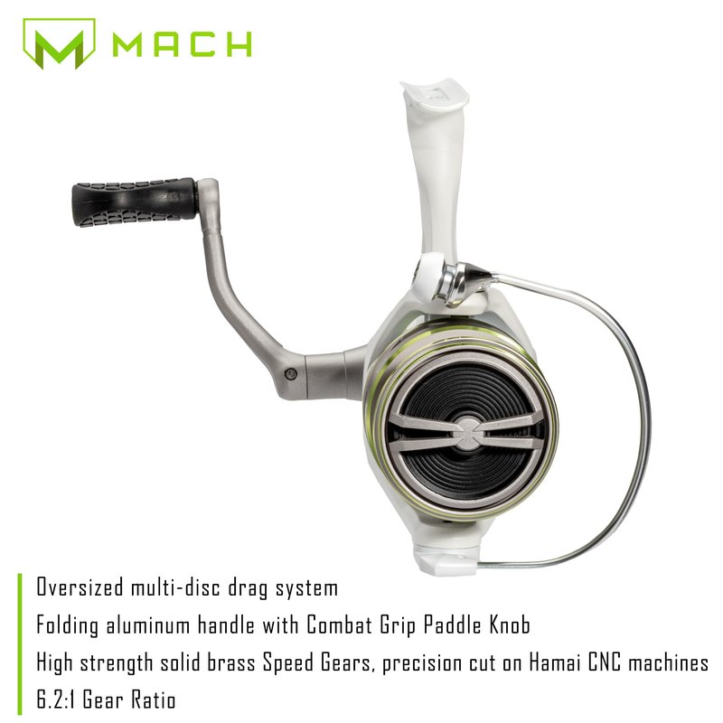 Lew’s MACH 1 Spinning Fishing Reel, Size 300 Reel, 9+1 Bearings, 6.2:1 Gear Ratio, Graphite Frame, Speed Gears, Speed Lube (Clam Packaging)